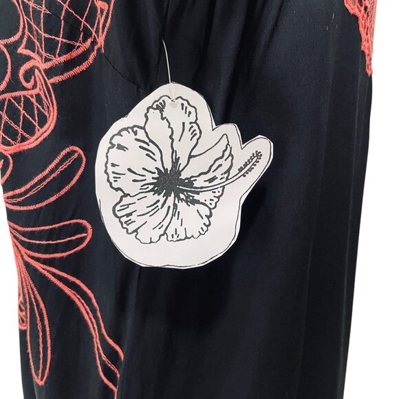 Hibis Lace Works Black Handkerchief Hem Top M Boho Festival Embroidered Rayon - Picture 10 of 12